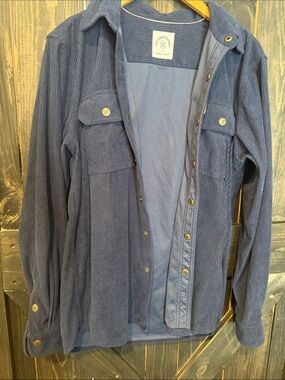 Corduroy Utility Jacket - men’s Navy Button-Front Shirt Coat